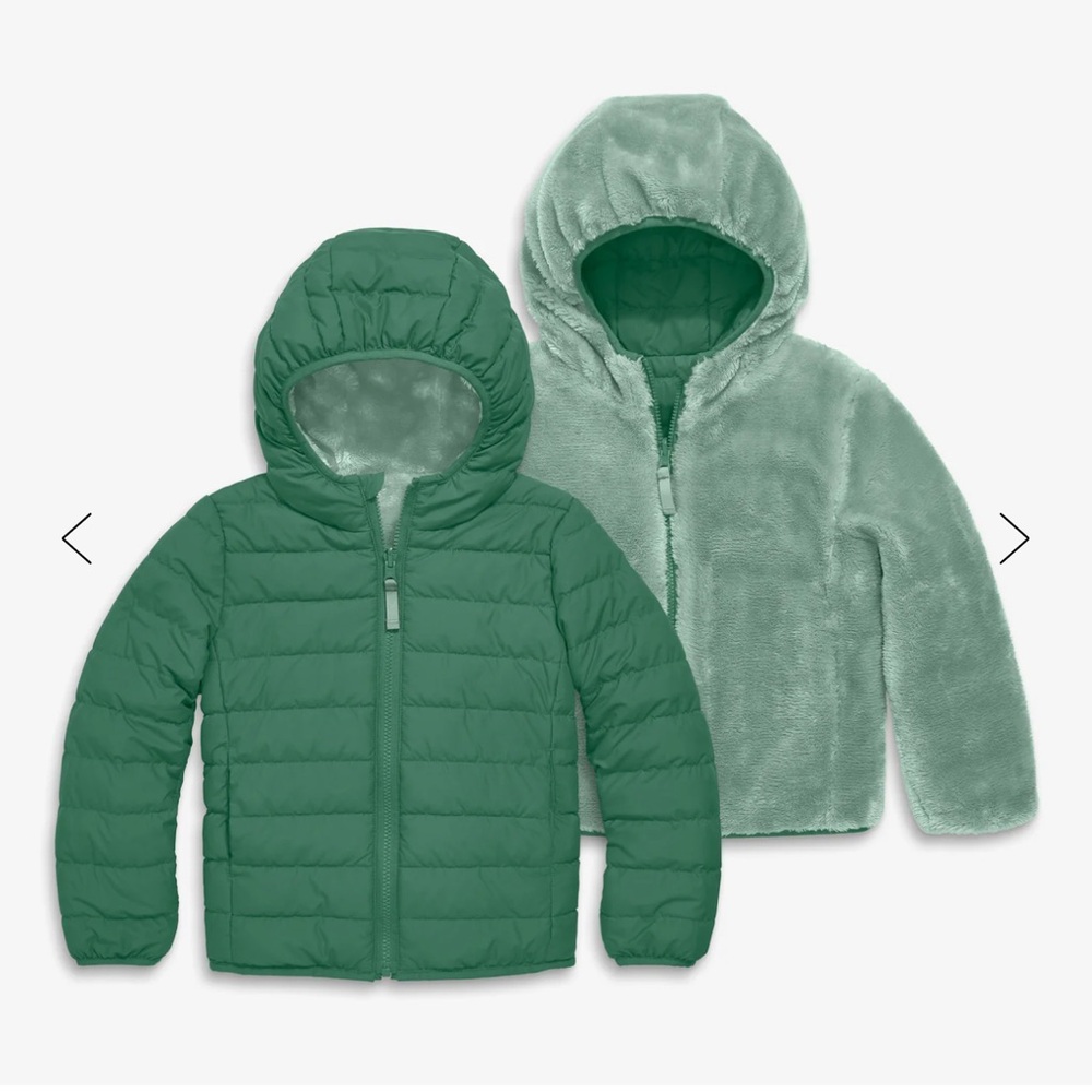 Primary Reversible fleece puffer jacket Chive / cactus / 10